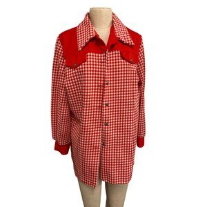 Vintage Red & White Gingham Western Shirt Jacket Womens M